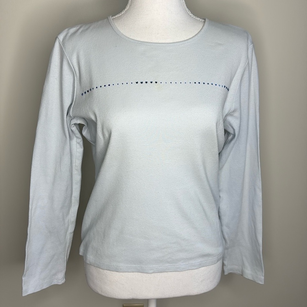 Ladies The Limited Light Blue Studded Top. Large